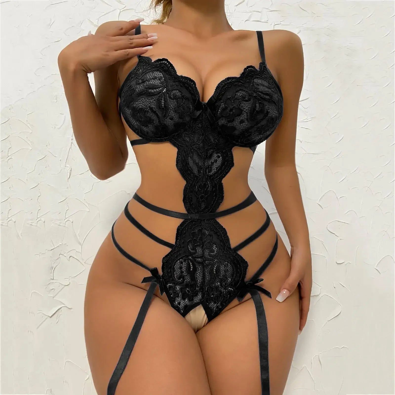Lace Push‑Up Bra & Garter Lingerie Set