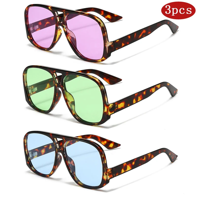 Car Sunglasses 1/3pcs Oversized Double Bridges Sun Glasses Fashion Outdoor Driving Brand Shades Goggles Travel UV400 Glasses