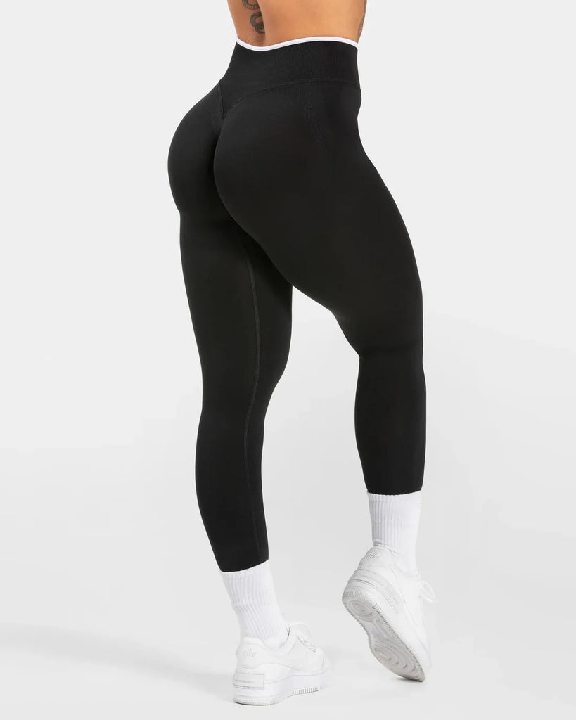 Women’s High‑Waist Seamless Yoga Leggings – Color‑Blocking Hip‑Lifting Knitted Workout Tights