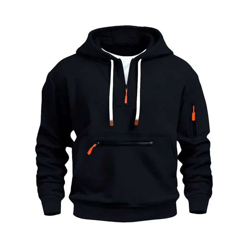 Multi‑Pocket Arm‑Zipper Hoodie