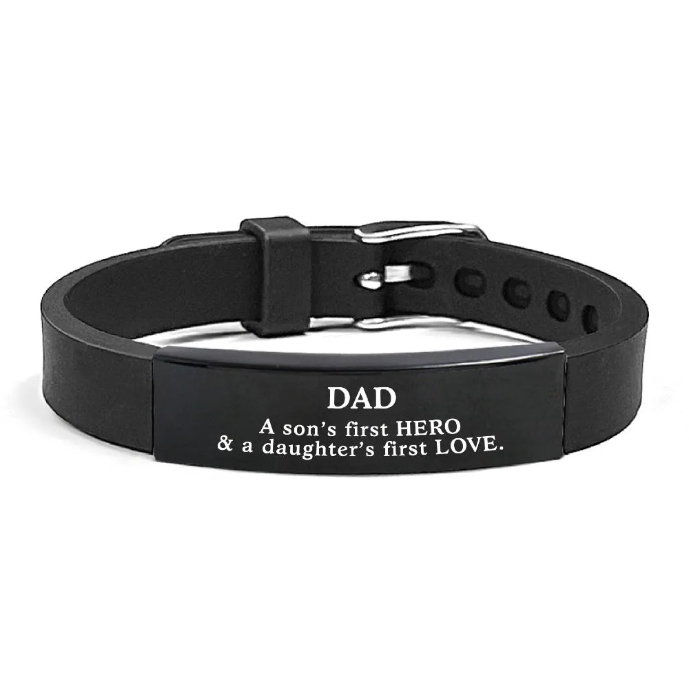Inspirational Quote Bracelet for Father – Stainless Steel Adjustable Wristband Gift for Men