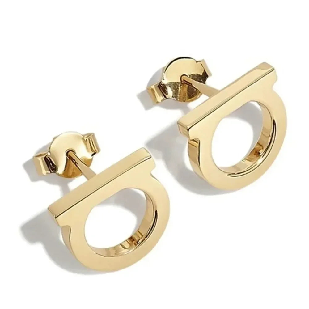 Titanium Steel Minimalist D-Shaped Necklace Bracelet Earrings Set, Plated Women's Collarbone Chain, Personalized Trendy Style