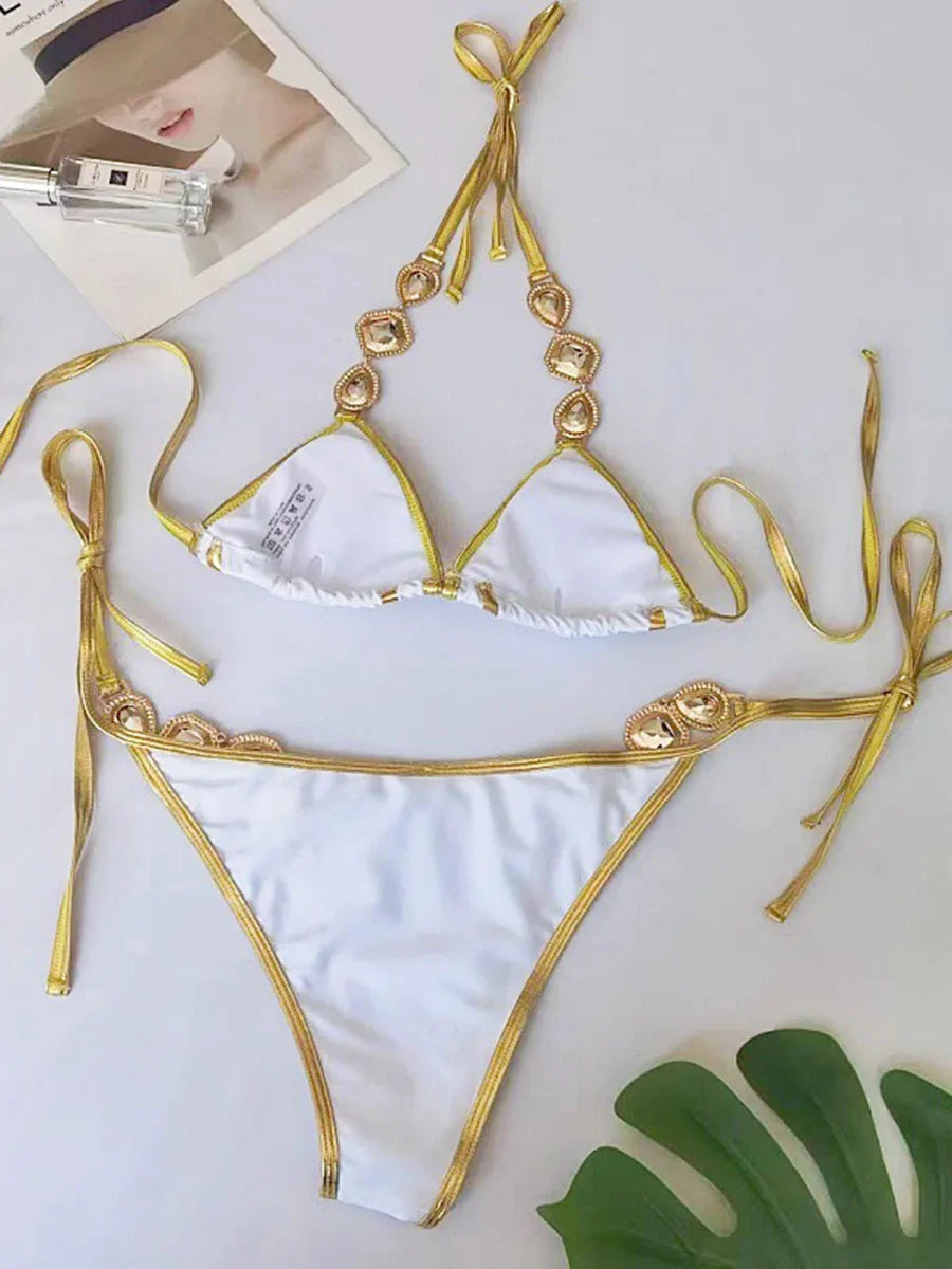 Halter Crystal Rhinestone Bikini