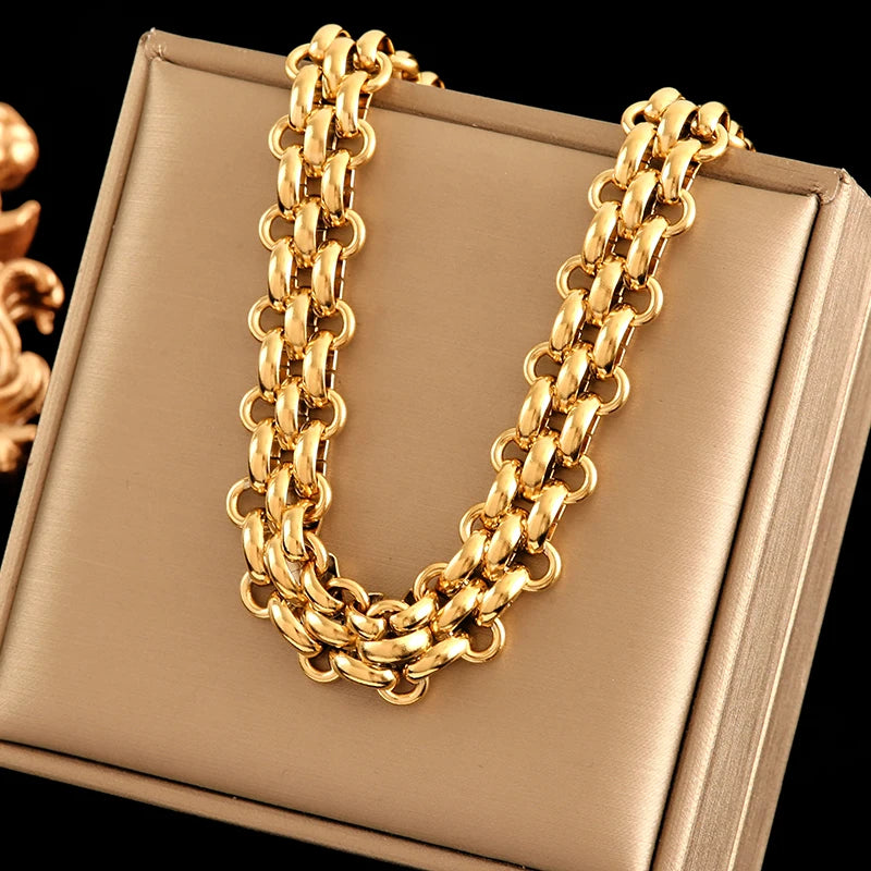 EILIECK 316L Stainless Steel White Chain Necklace For Women Girl Fashion New Party Gift Thick Neck Chain Waterproof Jewelry