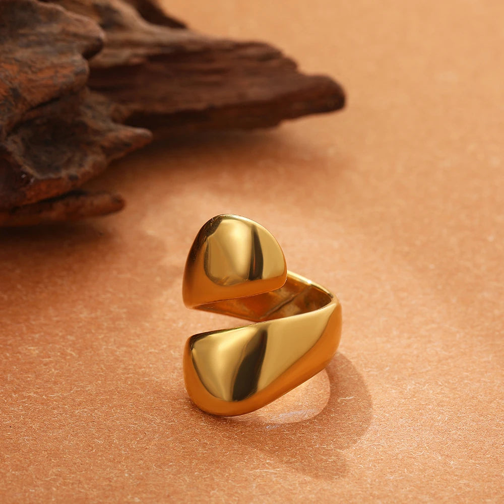 Vintage Stainless Steel Rings for Women Punk Chunky Irregular Smooth Adjustable Open Ring Jewelry Weddings Gifts