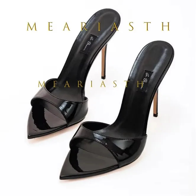 Red Patent Leather High‑Heel Mules for Women