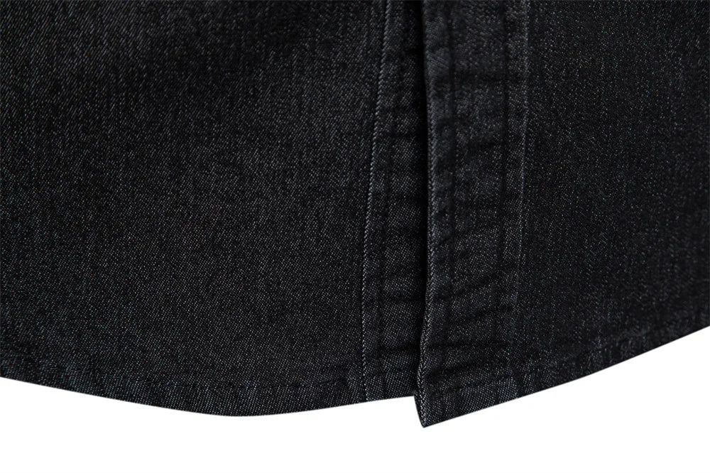 Men’s Elastic Cotton Denim Shirt – Slim‑Fit Long‑Sleeve Cowboy Western Casual Top | AIOPESON Designer Style