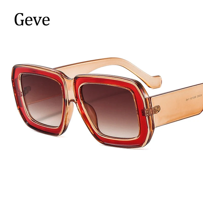 Fashion Square Sunglasses Women Luxury Vintage Big Frame Gradient Lenses Sun Glasses Female Popular Trends Shades UV400