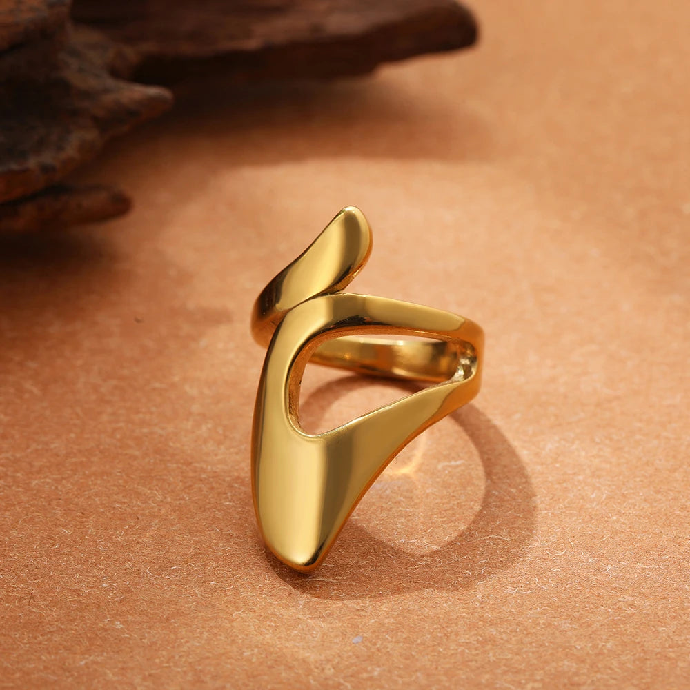 Vintage Stainless Steel Rings for Women Punk Chunky Irregular Smooth Adjustable Open Ring Jewelry Weddings Gifts