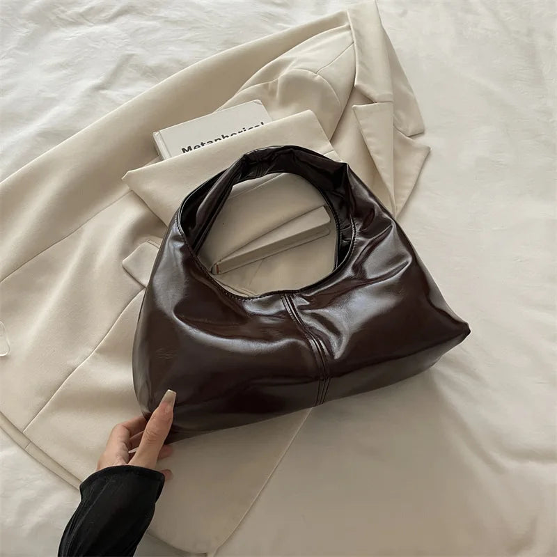 Fashion Leather Underarm Bags Women Temperament Clutch Handbags Shoulder Bag Ladies Trendy Simple Female Vintage Totes Hobos Bag