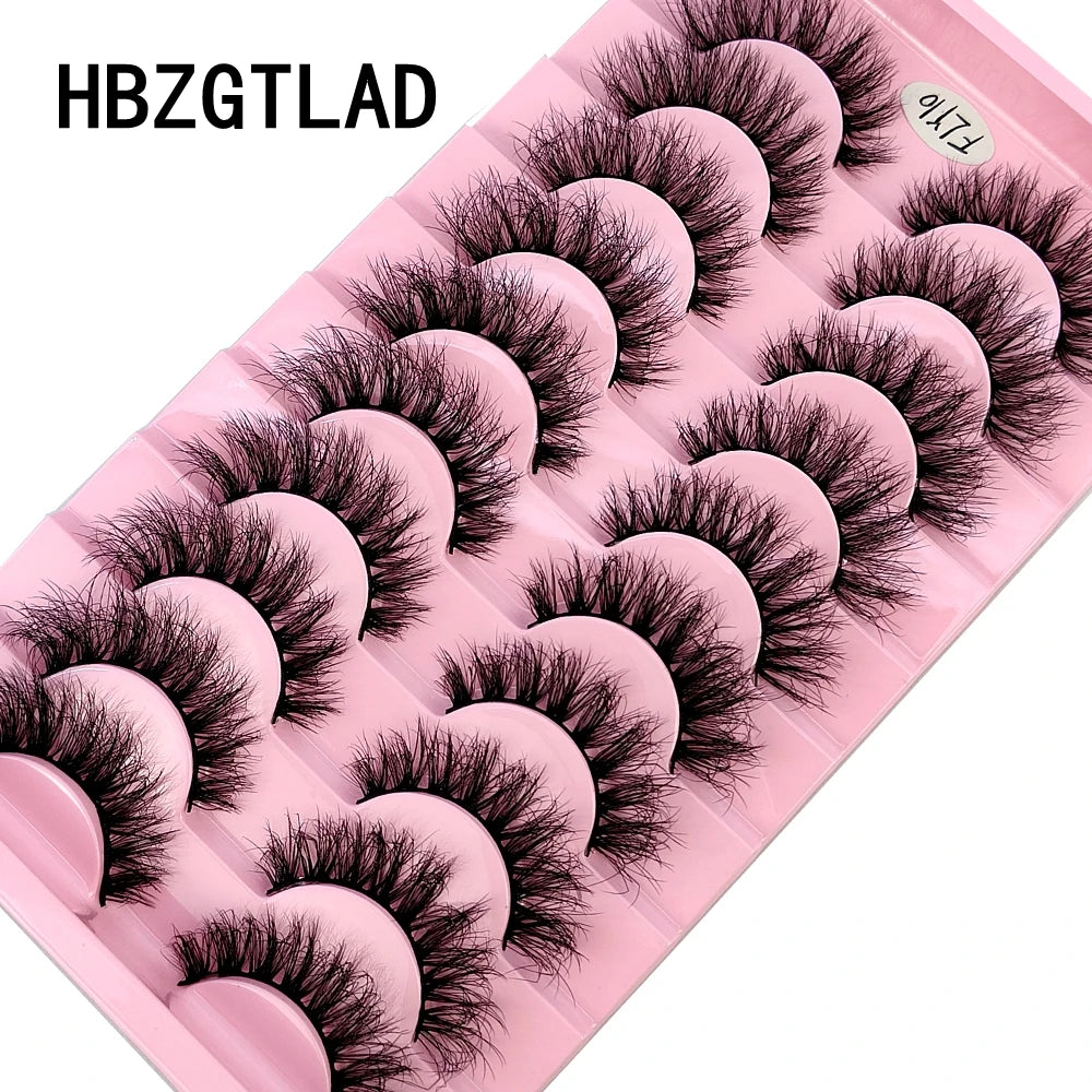 HBZGTLAD New 10 Pairs Natural False Eyelashes Fake Lashes Long Makeup 3d Mink Lashes Extension Eyelash Mink Eyelashes for Beauty