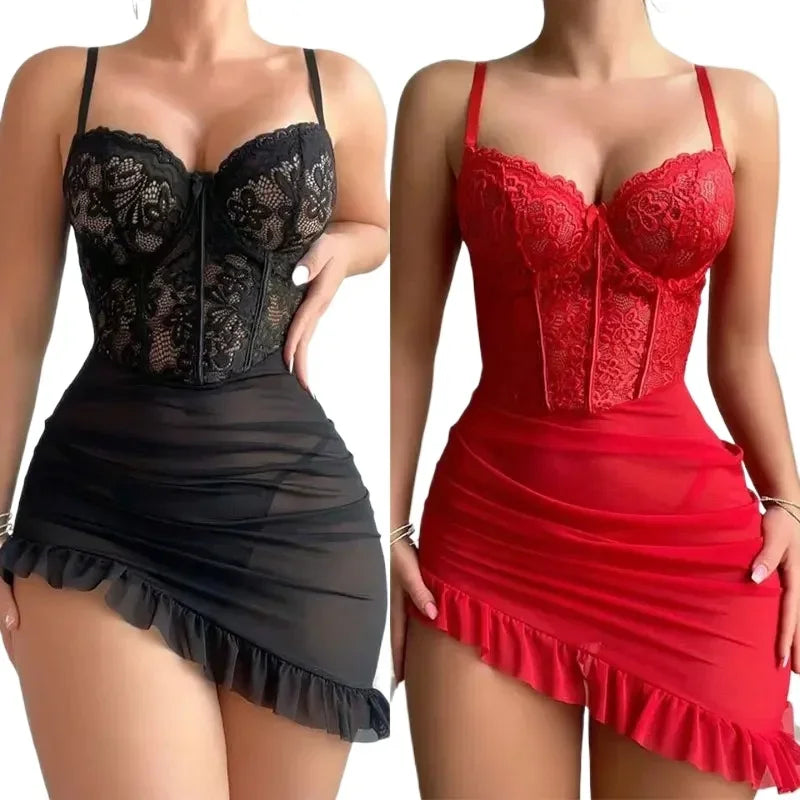 Transparent Lace Underwire Lingerie Set