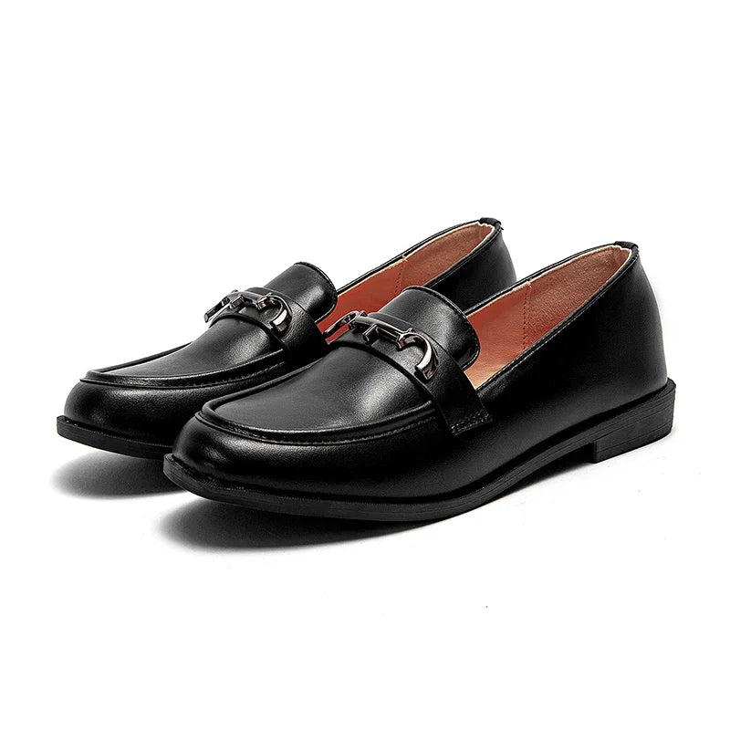 Fine Workmanship Seasonal Fashion New Women's Flat Shoes Retro Classic Pure Colour Simple Women's Leather Shoes