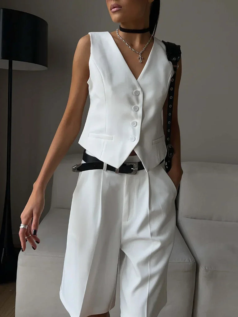 Wolfeel Women’s Summer Chic Vest & Shorts Suit