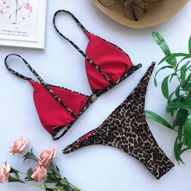 High‑Cut Micro Leopard Bikini