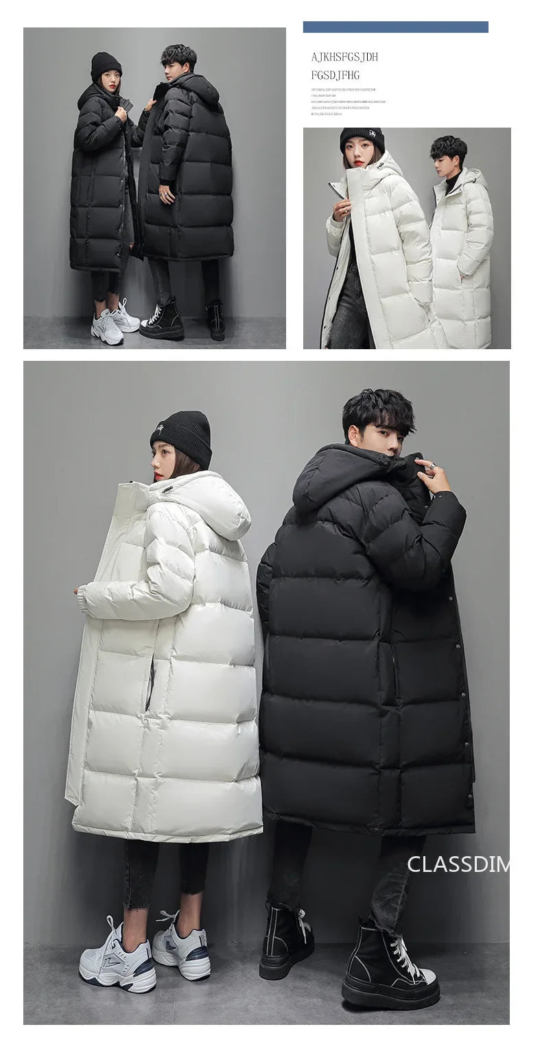 New Winter Duck Down Coats Men Hooded Long Puffer Jackets Unisex Casual Parkas Quality Couples Outdoor Windproof Warm Jackets 3X