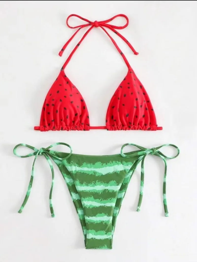 Cute Watermelon Print Micro Bikini