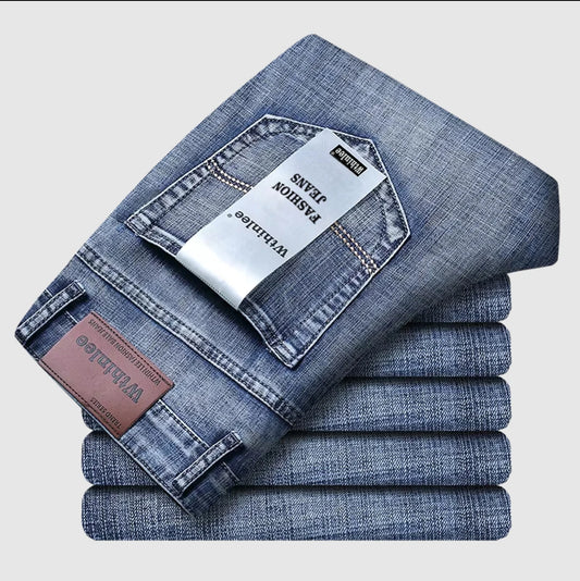 Men’s Straight Stretch Jeans – Business‑Casual Work Denim Pants | Classic Blue & Black