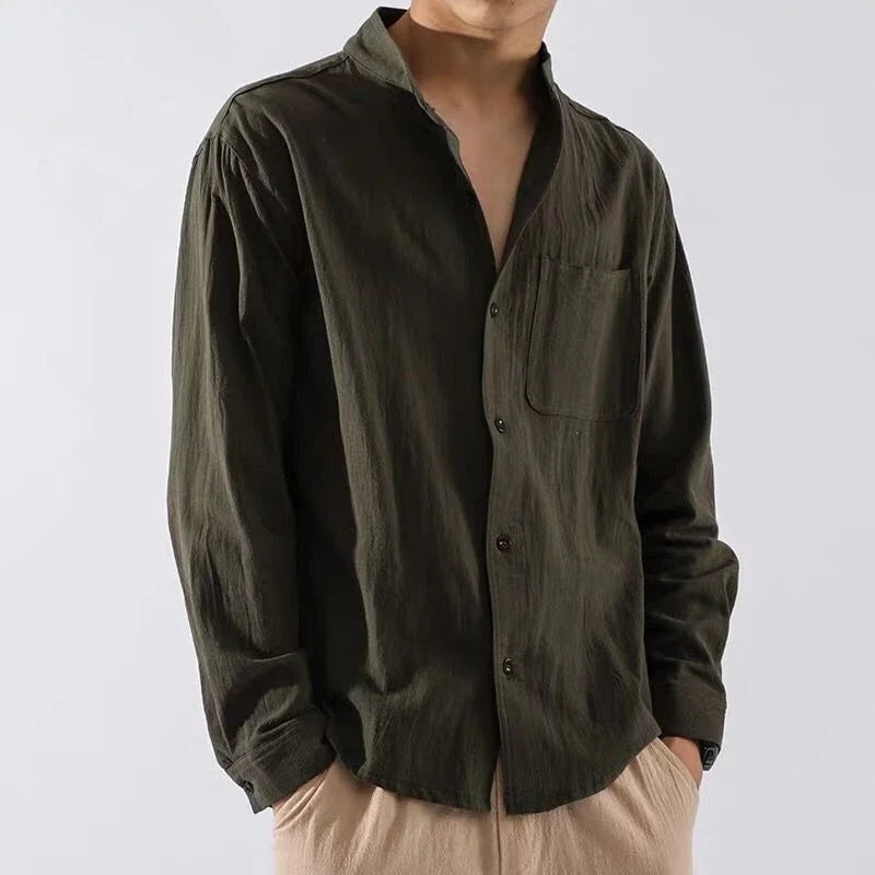 White Linen Shirt with Pocket