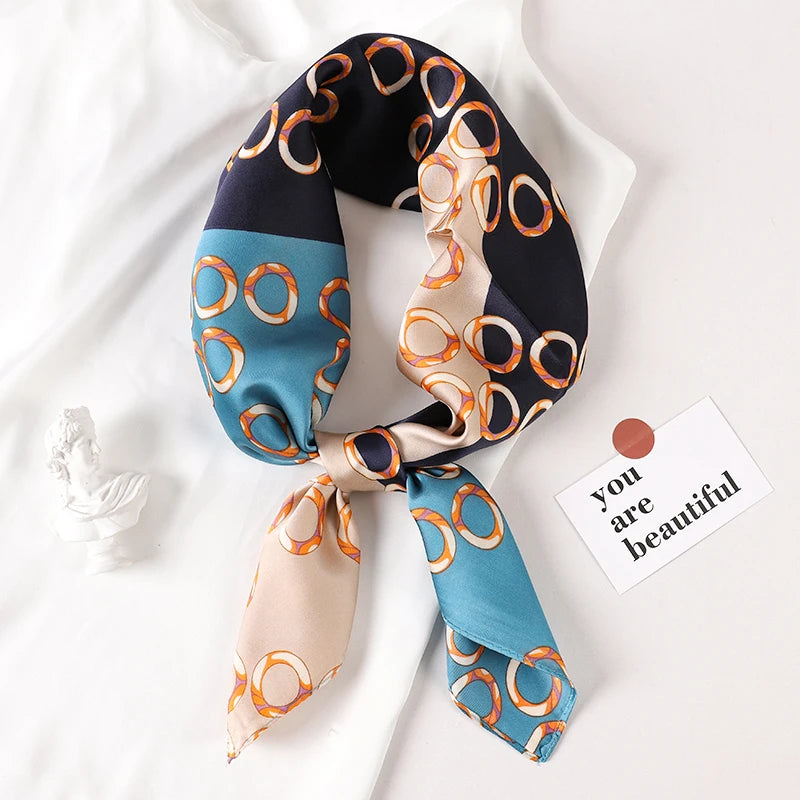 Fashion Scarves for Women Shawl Print Silk Satin Hijab Scarf Female Bandana 70*70cm Luxury Brand Square Shawls Scarfs For Ladies