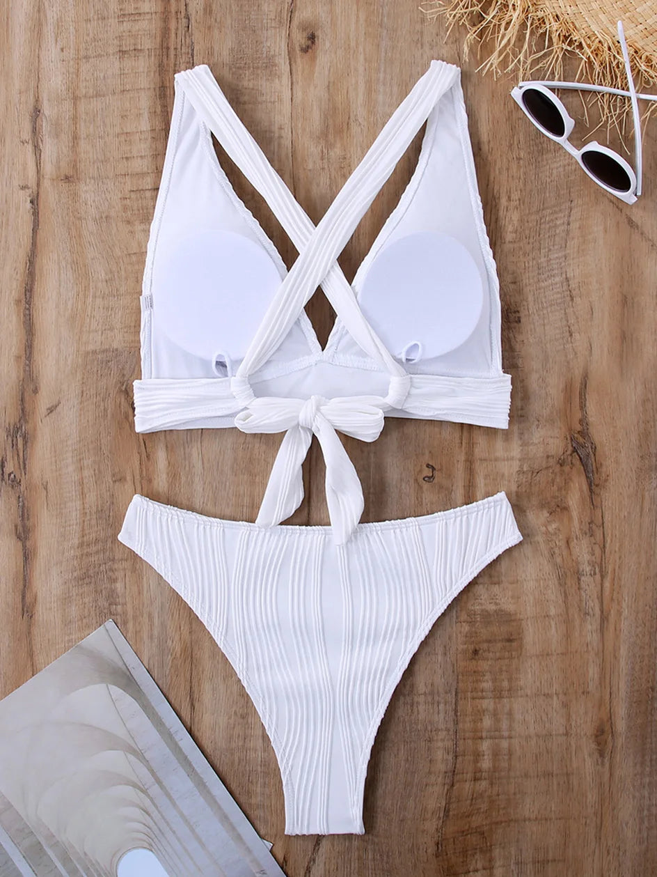 Sexy Criss‑Cross Tie‑Back Bikini
