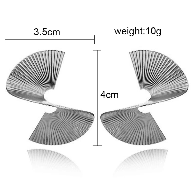 Retro Twisted Spiral Statement Earrings for Women Party Wedding Temperament Jewelry Geometry Golden Silver Color Metal Earrings