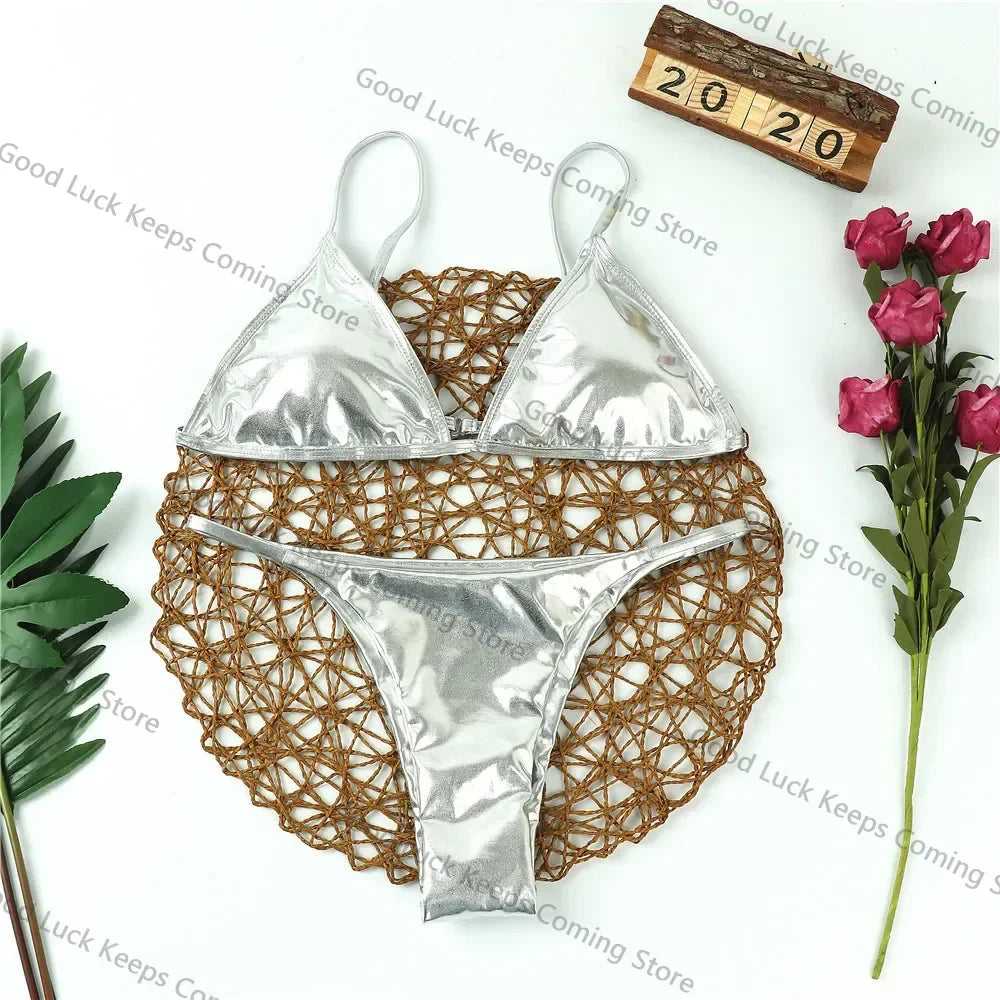 Women’s Sexy Sequin Brazilian Bikini Set