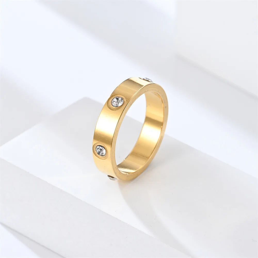 Unisex Stainless Steel Diamond Ring – Classic Fashion Accessory for Men & Women (Sizes 5–11)