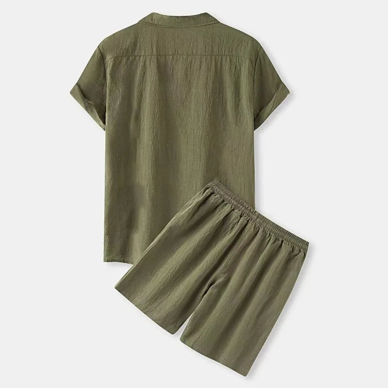 Lapel Short‑Sleeve Shirt & Shorts