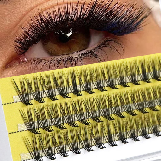 20D L‑Type Cluster Eyelash Extensions – 3D Natural Russian Volume Fans (60 Bundles per Box)