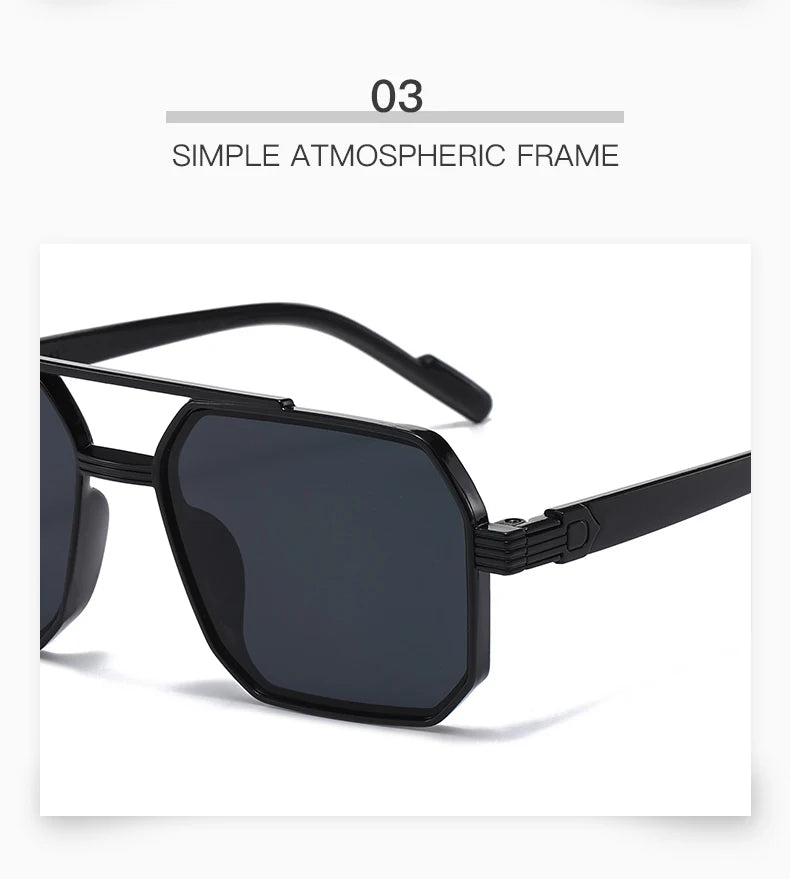 Car Sun Glasses New Fashion Double Beam Polygonal Sunglasses Retro Personalized Trendy Large Frame Eyewear European and American
