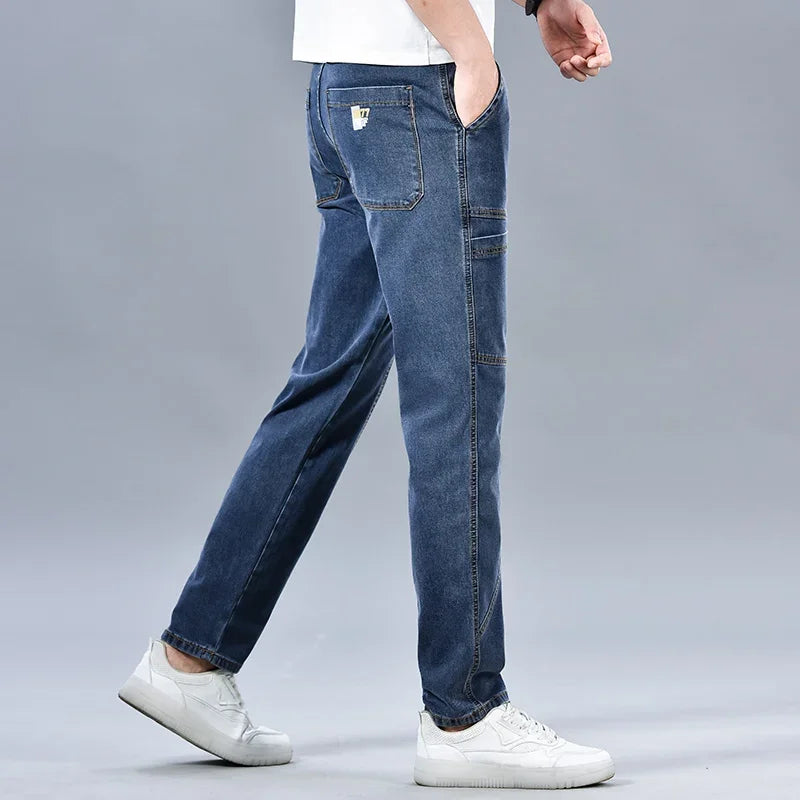 Multi‑Pocket Stretch Denim Jeans