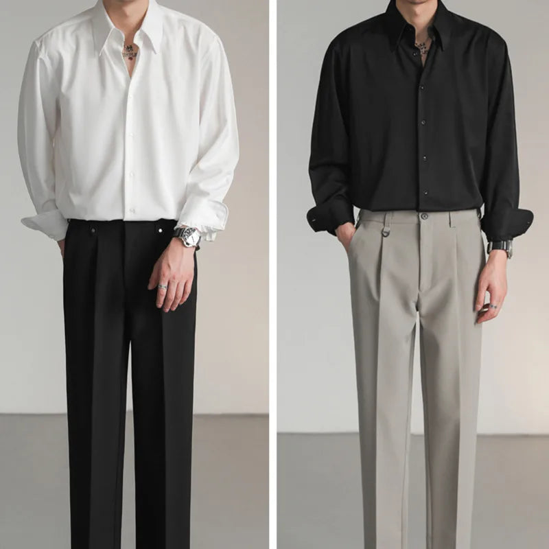 Korean Loose Ice‑Silk Shirt