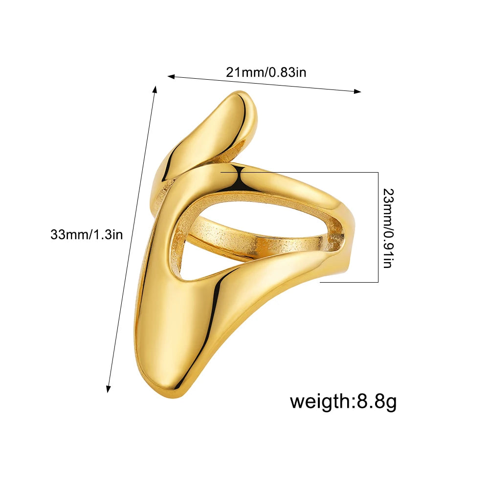 Vintage Stainless Steel Rings for Women Punk Chunky Irregular Smooth Adjustable Open Ring Jewelry Weddings Gifts