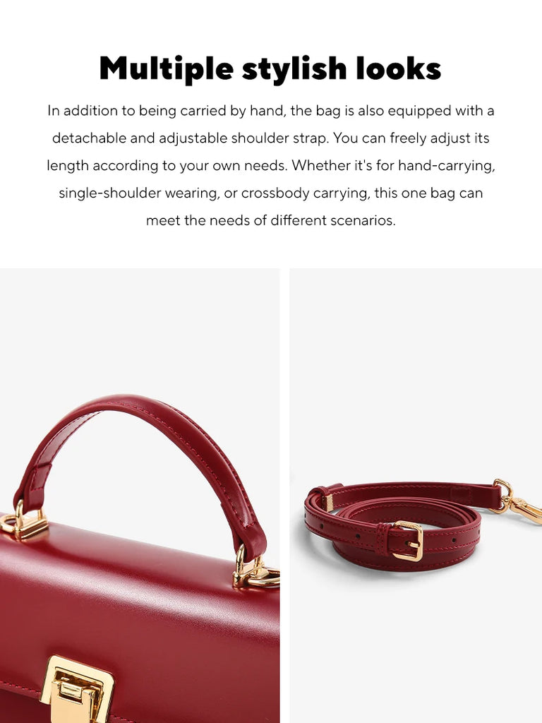 ITAMOOD Genuine Leather Handbag with Scarf | Luxury Designer Trendy Shoulder Bag Solid Color Commuting Bag | bags for women gift