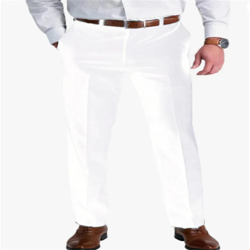 Solid White Formal Suit Pants