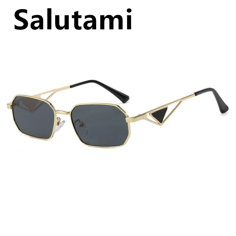 unique small square alloy triangle leg sunglasses for women new fashion brand elegant gradient sun glasses ladies sexy shades