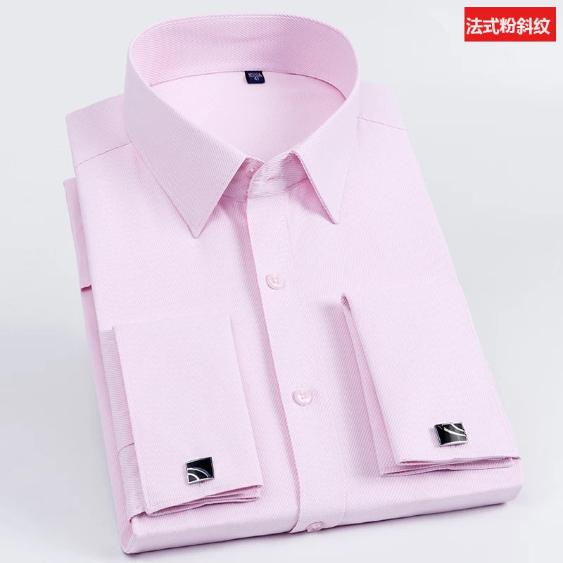Men’s French Cufflink Slim‑Fit Business Shirt