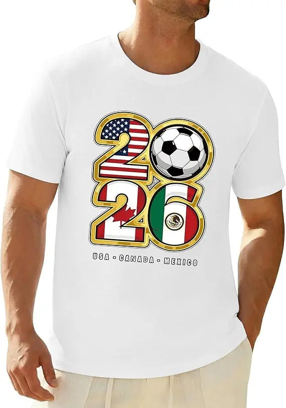 2026 Soccer Fan T‑Shirt — North America Flags Graphic Tee USA Canada Mexico Unisex