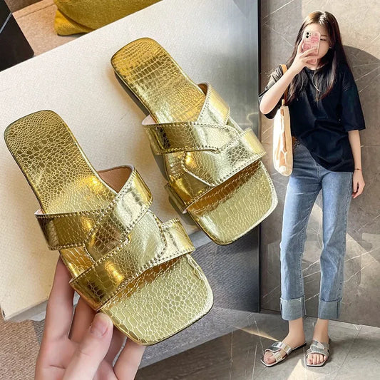 2025 Summer Women Slippers Cute Butterfly-Knot Casual Sandals Lady Slides Flats Slip-On Women Shoes for Women Zapatillas Mujer