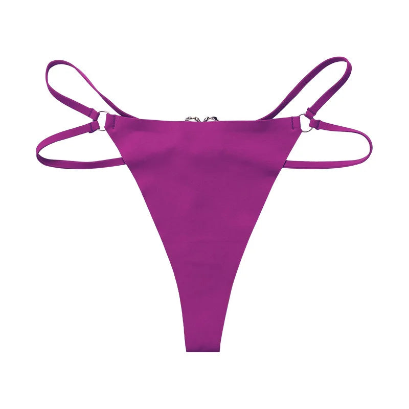 Ice Silk Seamless G‑String Thong — Women’s Lightweight Underwear with Iron‑Ring Detail (S–XL)