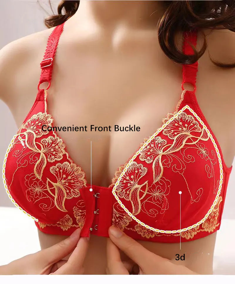 Lace Embroidery Front‑Closure Bra