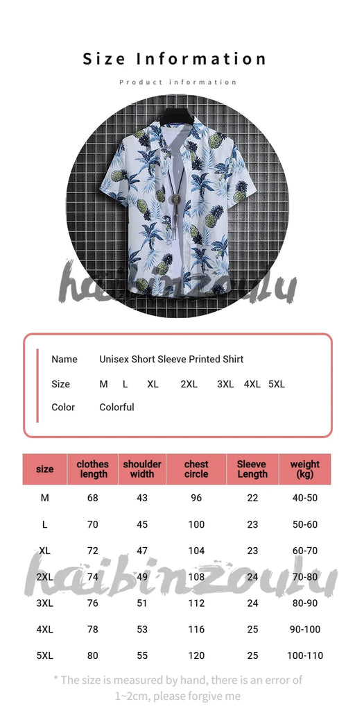 Men’s Summer Printed Short‑Sleeve Shirt – Thin Beachwear Turtle‑Neck / Polo Casual Top