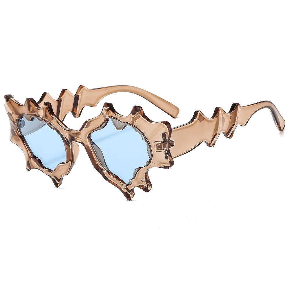 Fashion Wave Shape Women Sunglasses 2024 New Stylish Irregular Candy Color Eyewear Trendy Brand Design Outdoor Travelling Shades