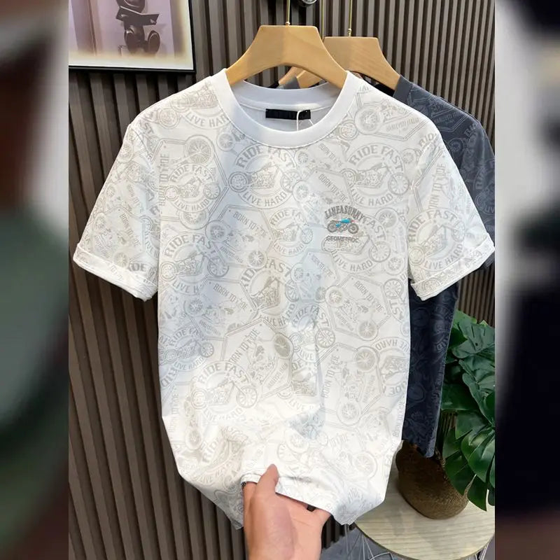 Embroidered Black Graphic T‑Shirt