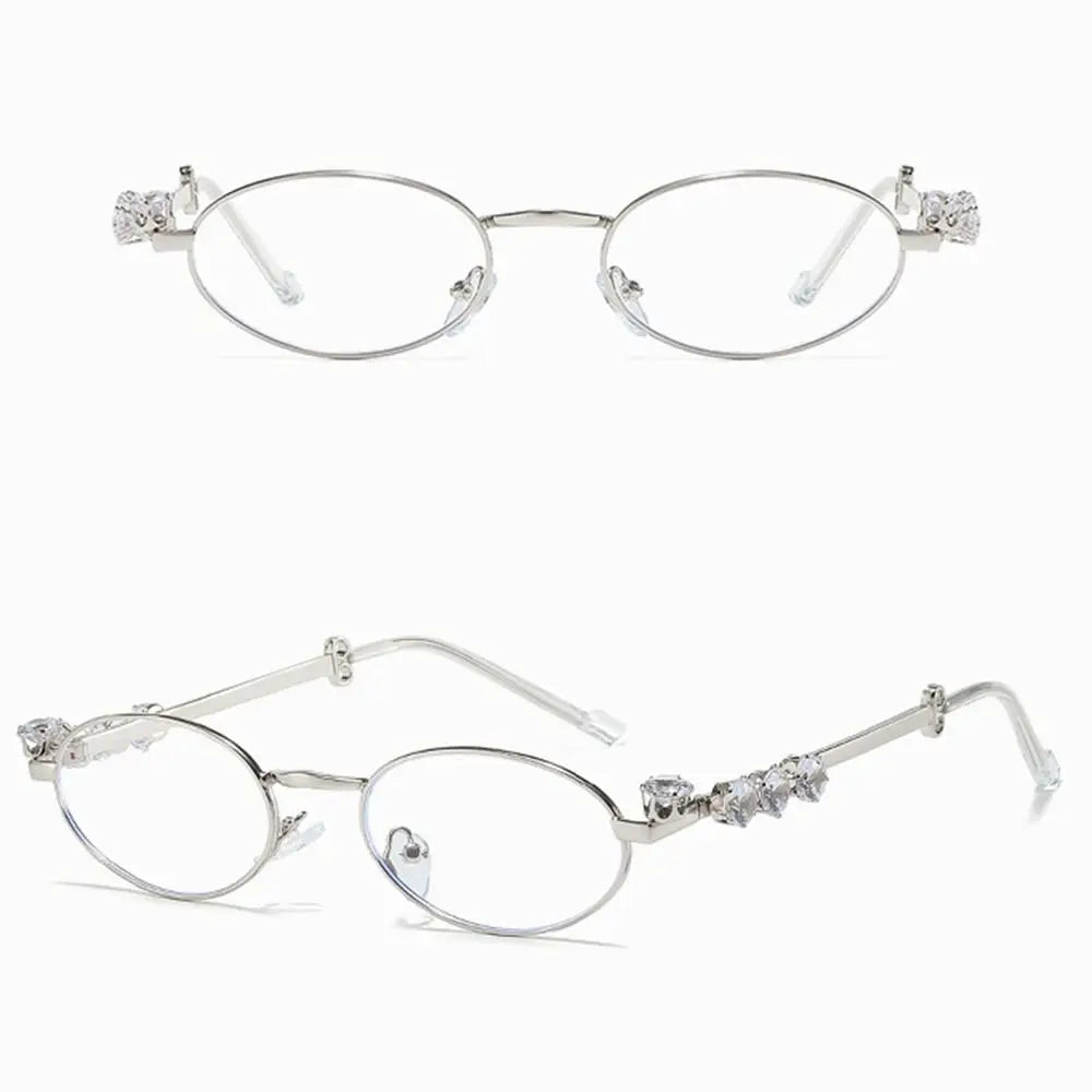 Convenient Bling Rhinestone Sunglasses INS Steampunk Oval Women Sunglasses Fashion Trendy Anti-Blue Light Spectacles Selfie Y2k