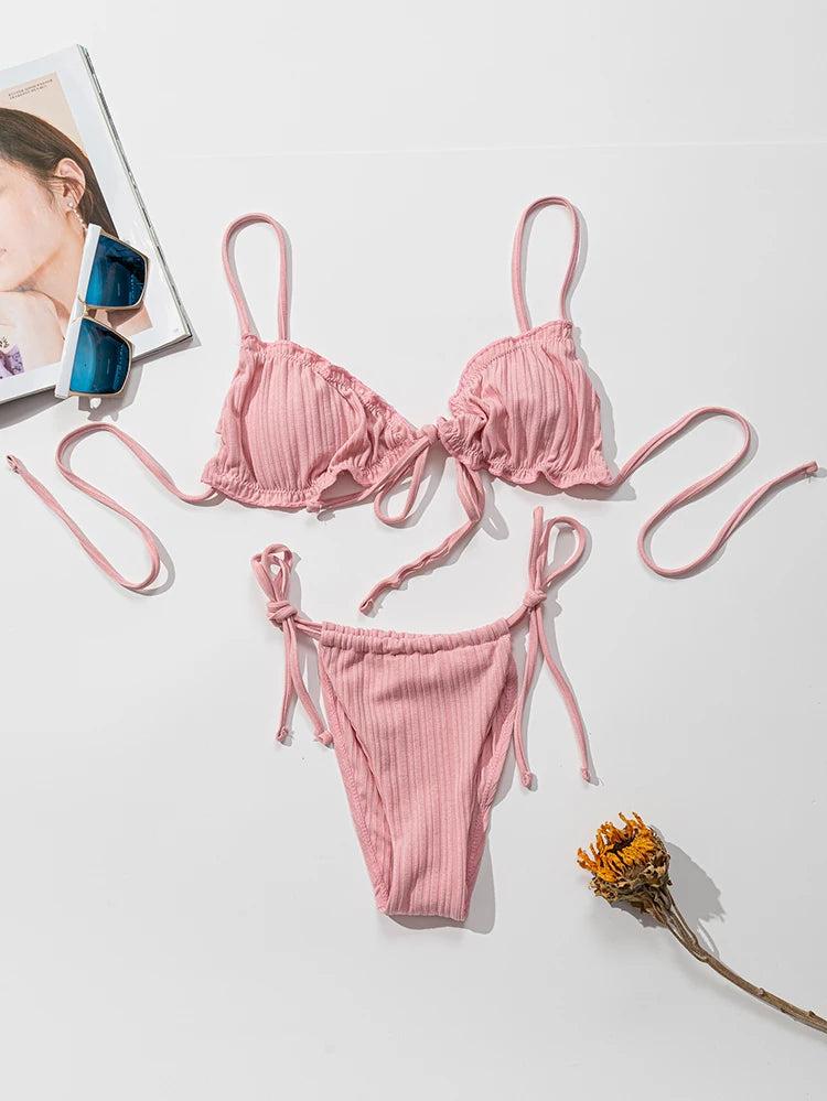 Sexy Pit‑Stripe Bikini Set