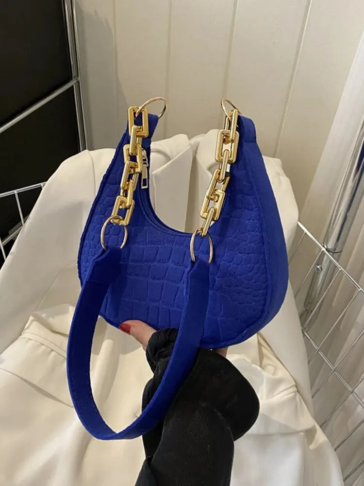 2023 New Fashion Chain Personality Trend Single Armpit Hundred With Crescent Moon Bag For Women