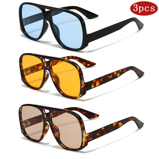 Car Sunglasses 1/3pcs Oversized Double Bridges Sun Glasses Fashion Outdoor Driving Brand Shades Goggles Travel UV400 Glasses
