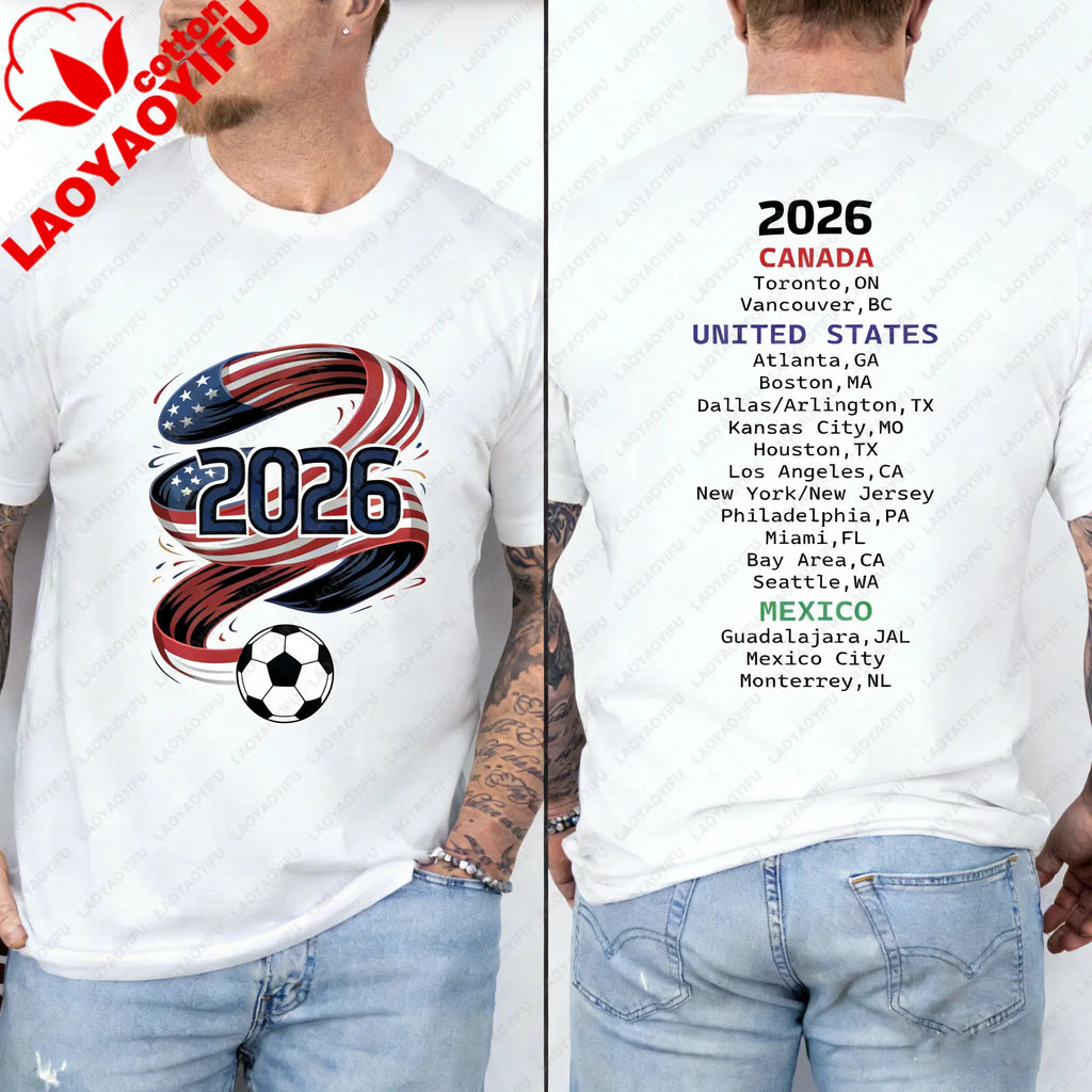 2026 Soccer Part Supplies T-shirts North America Soccer T-Shirt Host Cities List Soccer Fan Gift Shirt Apparel Graphic T Shirts